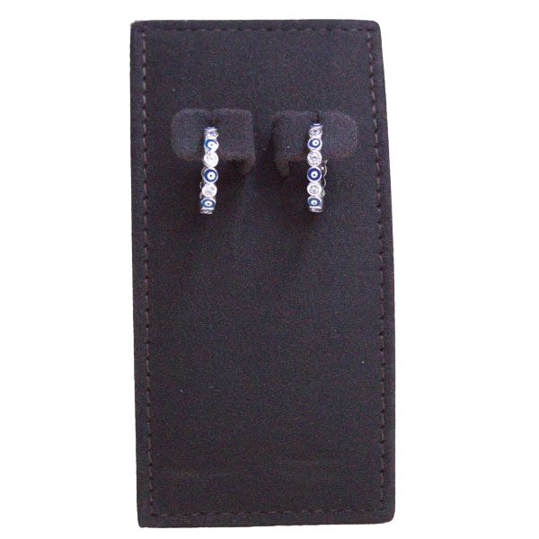 Silver Earring Evil Eye Hoops (medium)