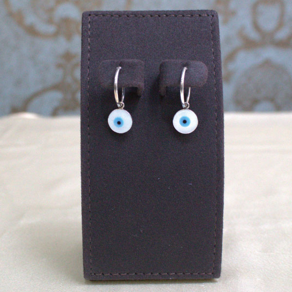 Silver Earring Evil Eye Moissanite Hoops - Image 5