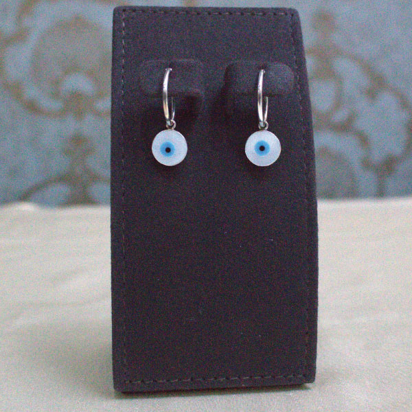 Silver Earring Evil Eye Moissanite Hoops - Image 4