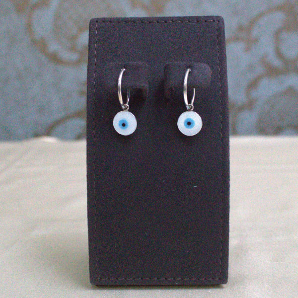 Silver Earring Evil Eye Moissanite Hoops - Image 2