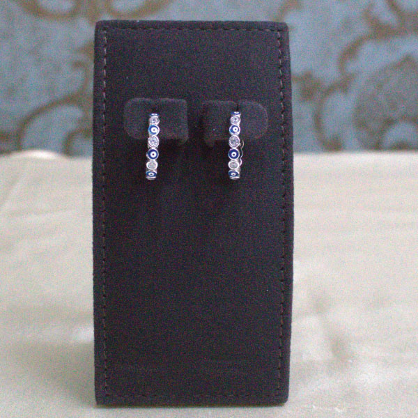 Silver Earring Evil Eye Hoops (medium) - Image 2