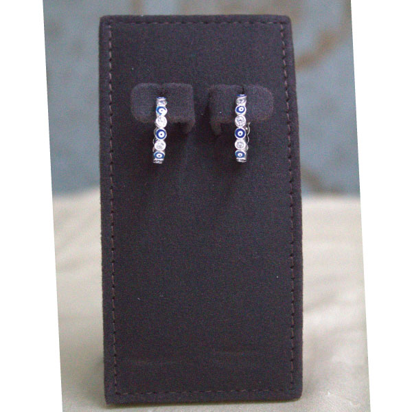 Silver Earring Evil Eye Hoops (medium) - Image 3