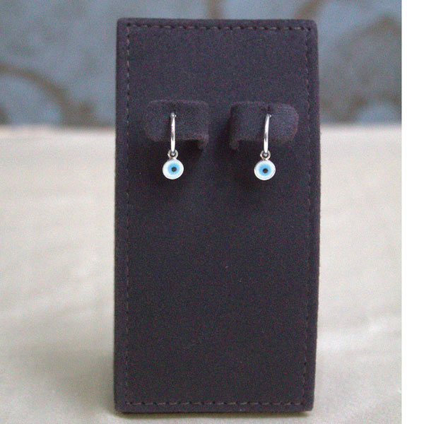 Silver Earring Evil Eye Hoops (small) - Image 3