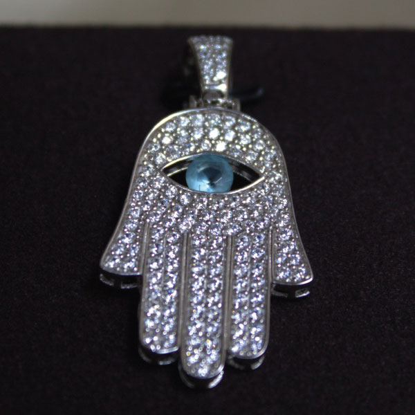 Silver Pendant Evil Eye Open Eye Zirconia - Image 2